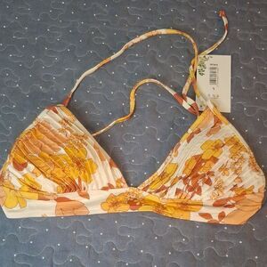Chelsea & Violet Yellow Orange Floral Triangle Bikini Top